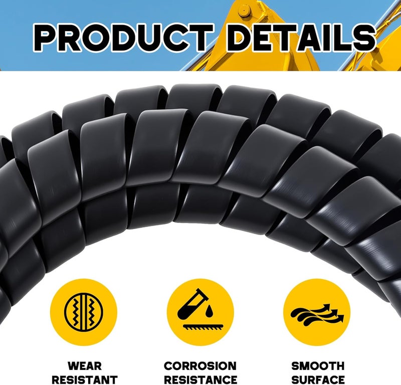 Innconee 1 Pcs Spiral Wrap Cable Protector, Safe 1/2" Od x 20' Pre Cut Lengths Hydraulic Hose Protector Wrap to Avoid Wear and Extend Life for Hydraulic Pneumatic Hoses(Black) - Image 3